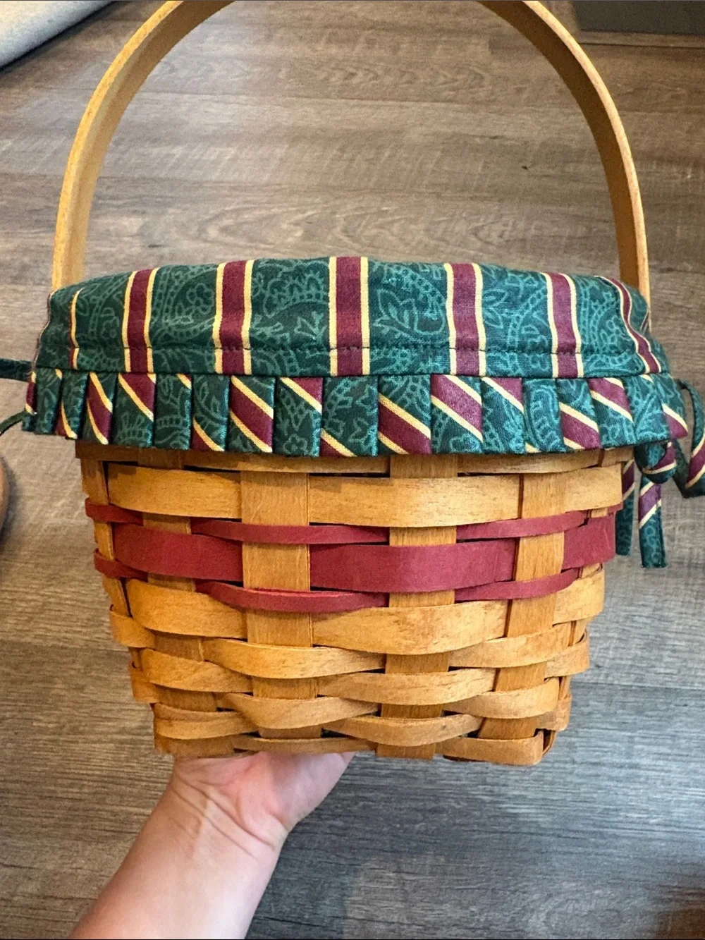 Longaberger 1994 Jingle Bell Basket  Holly Lid Liner & Protector READ